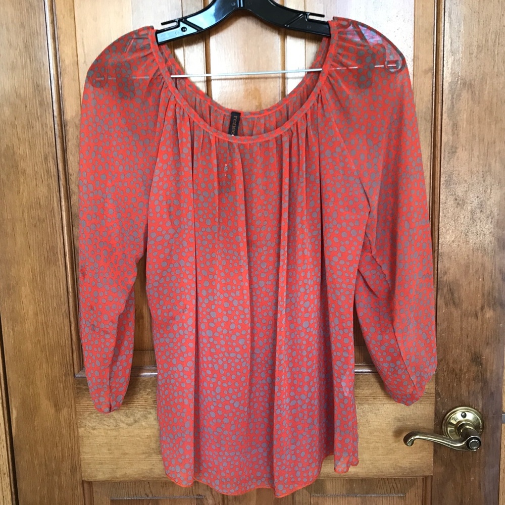 Orange and Gray 3/4 sleeve blouse